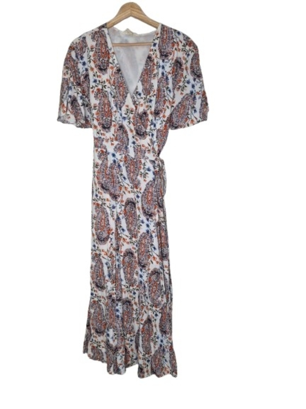 Entro Floral Paisley Wrap Maxi Dress - Size Medium (M)